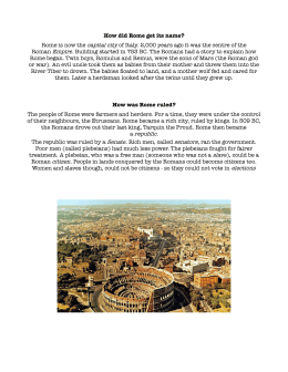How did Rome get its name? - 4Lecours Class Site