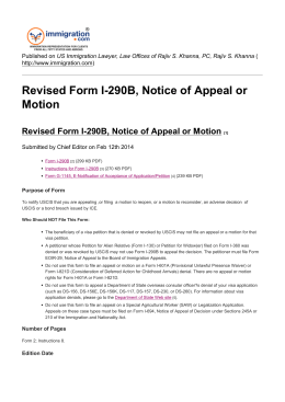 Revised Form I-290B, Notice of Appeal or Motion