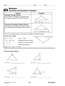 Reteach Isosceles and Equilateral Triangles