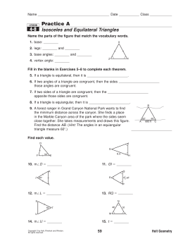 Practice A Isosceles and Equilateral Triangles