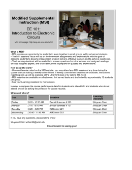 Modified Supplemental Instruction (MSI) EE 101: Introduction to