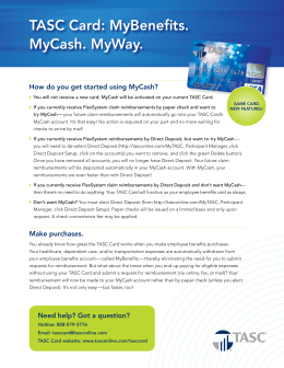 TASC Card: MyBenefits. MyCash. MyWay.