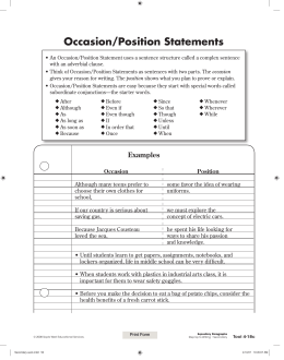 Occasion/Position Statements