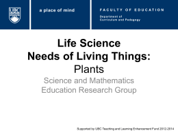 Life Science Needs of Living Things: Plants