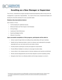 Excelling as a New Manager or Supervisor