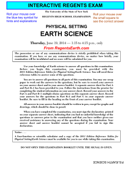 EARTH SCIENCE - Regents Earth