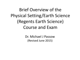 Brief Overview of the Regents Earth Science Program
