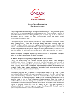 Oncor Storm Restoration Questions/Answers