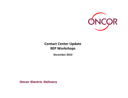 Contact Center Update REP Workshops REP Workshops