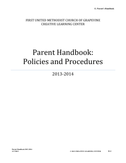 Parent Handbook - First United Methodist Church