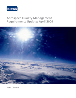 Aerospace Quality Management Requirements Update
