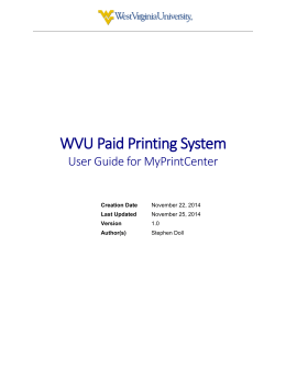 WVU Paid Printing System - Information Technology Services