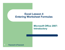 Excel Lesson 4 Entering Worksheet Formulas