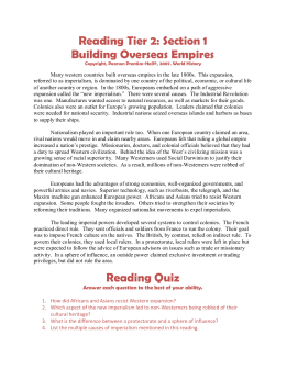 Reading Tier 2: Section 1 Building Overseas Empires Reading Quiz