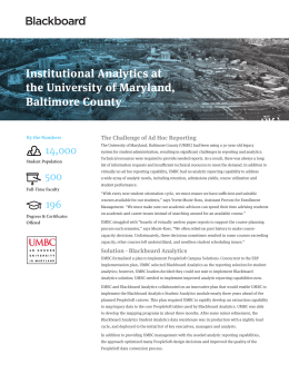 Institutional Analytics at the University of Maryland