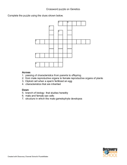 Crossword puzzle on Genetics Complete the puzzle