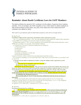 Reminder About Death Certificate Laws for IAFP Members