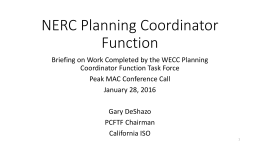 NERC Planning Coordinator Function