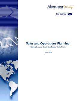Sales and Operations Planning: Aligning Business Goals