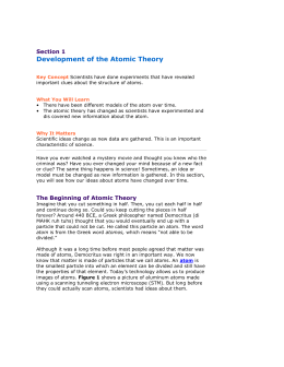 Section 1 Development of the Atomic Theory