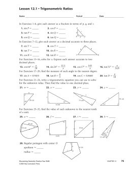 Lesson 12.1 • Trigonometric Ratios