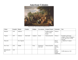 American Colonies Chart