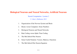 Biological Neurons and Neural Networks, Artificial Neurons