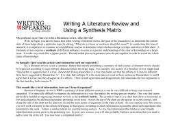 Writing A Literature Review and Using a Synthesis Matrix