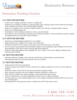 Destination Wedding Checklist 1-866-765