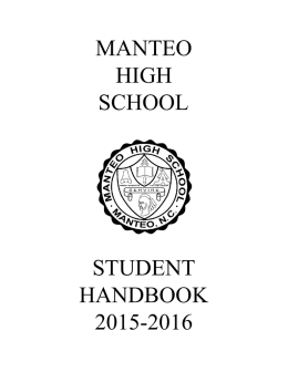 MANTEO HIGH SCHOOL STUDENT HANDBOOK 20152016