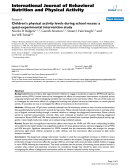 Children`s physical activity levels during school recess: a quasi