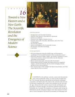 Toward a New Heaven and a New Earth: The Scientific Revolution