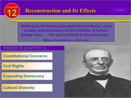 Reconstruction and Its Effects 12