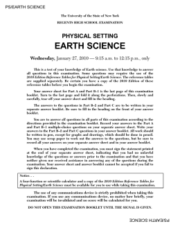 January 2010 - Regents Earth Science