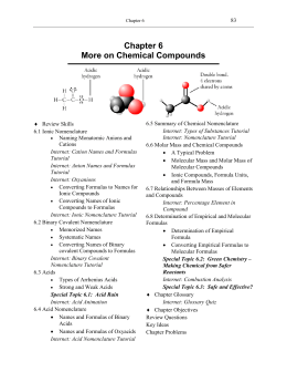 Chapter 6 More on Chemical Compounds