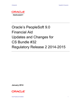 Oracle`s PeopleSoft 9.0 Financial Aid Updates and Changes for CS