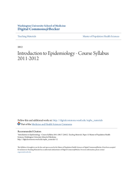 Introduction to Epidemiology - Course Syllabus 2011-2012