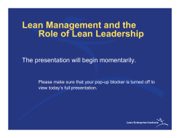 Lean Management and the Role of Lean Leadership