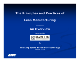 The Principles and Practices of Lean Manufacturing An Overview