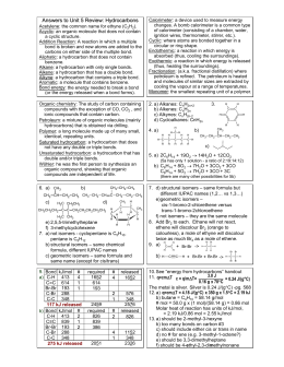 Chemistry Unit 5 Review Answers
