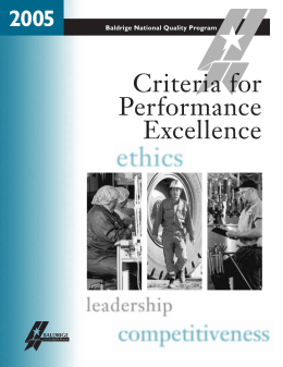 Criteria for Performance Excellence - National Institute of Standards