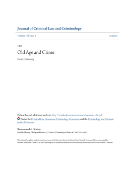 Old Age and Crime - Scholarly Commons