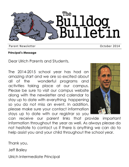 Dear Ulrich Parents and Students, The 2014-2015