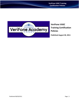 VeriFone VASC Training Certification Policies