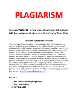 Information on Plagiarism - School of International Affairs
