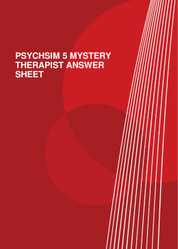 PSYCHSIM 5 MYSTERY THERAPIST ANSWER SHEET