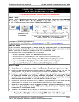 Plan Development - Task Identification and Work Breakdown Structure