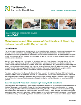 Maintenance and Disclosure of Certificates of Death by Indiana