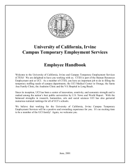 University of California, Irvine Campus Temporary Employment