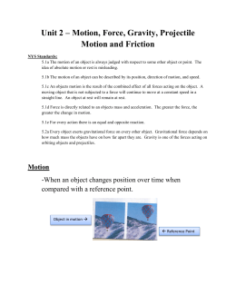 Unit 2 – Motion, Force, Gravity, Projectile Motion and Friction